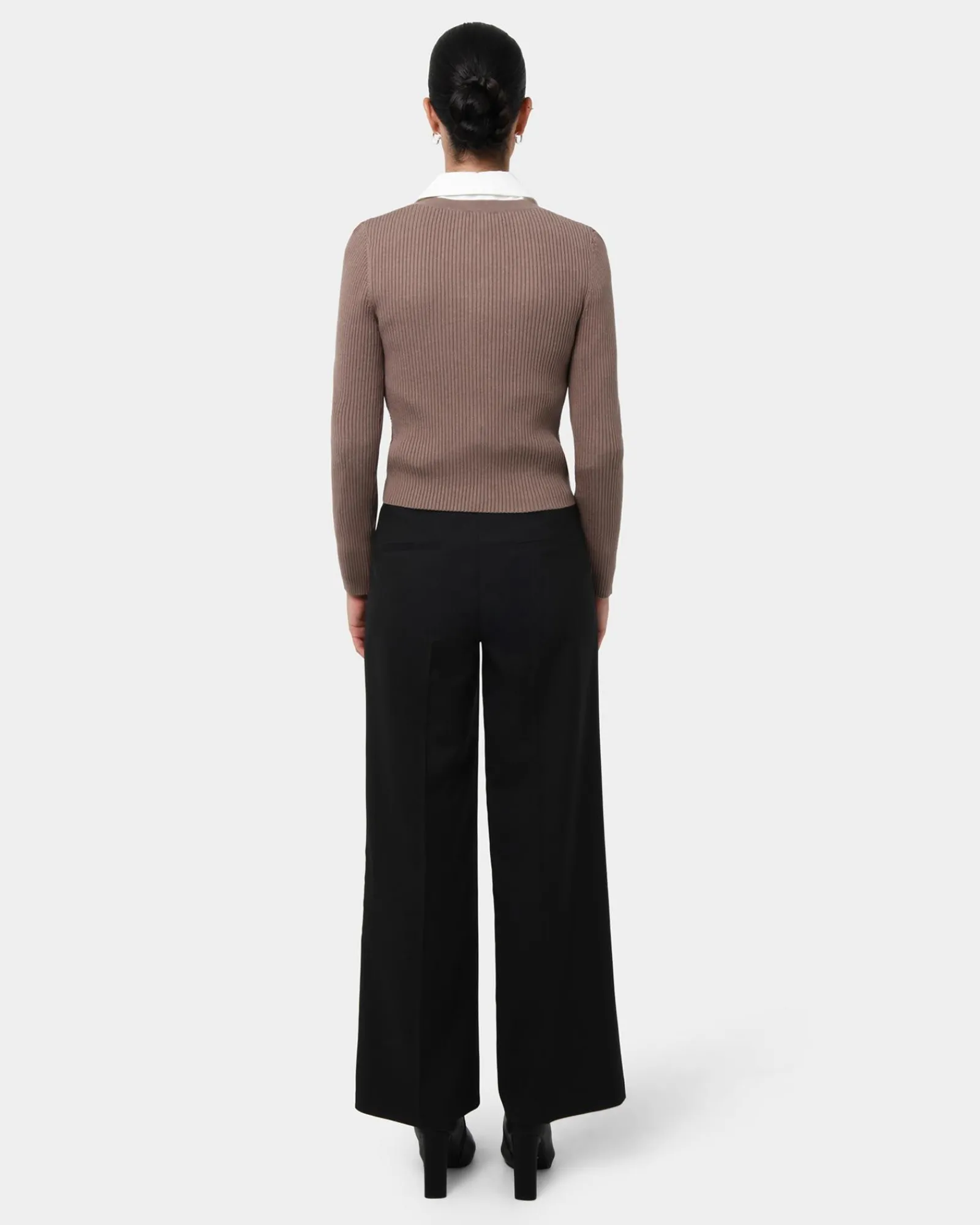 Forcast Abaya Button Crop Knit* T-Shirts & Tops|Long Sleeve Tops