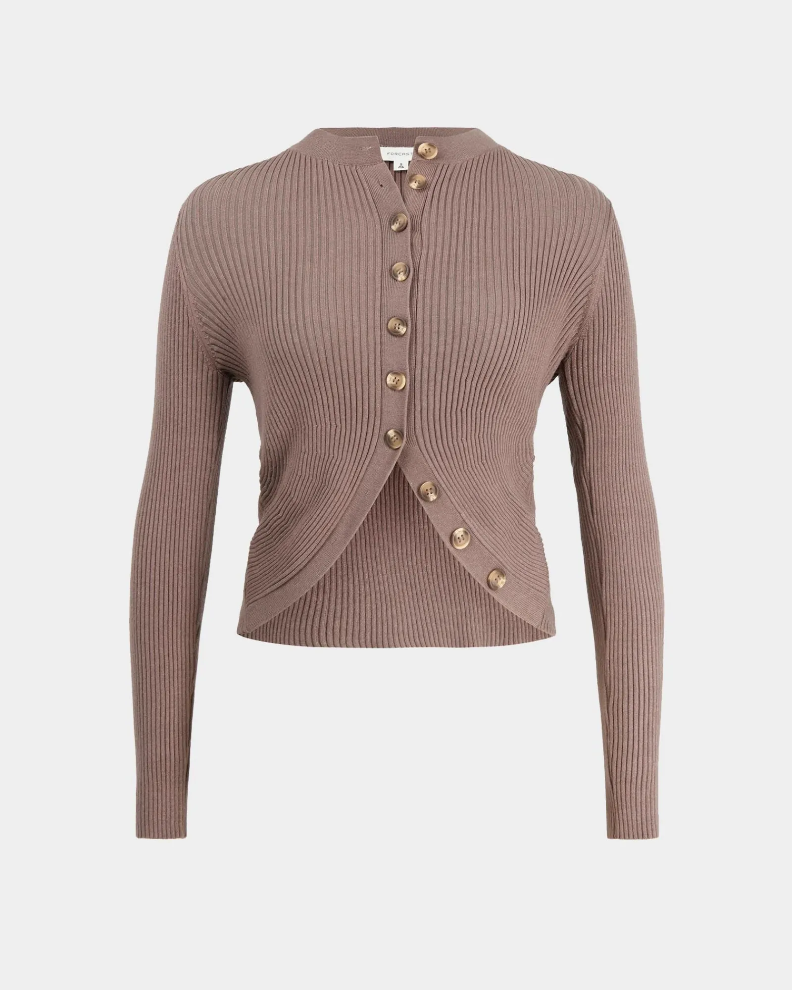 Forcast Abaya Button Crop Knit* T-Shirts & Tops|Long Sleeve Tops