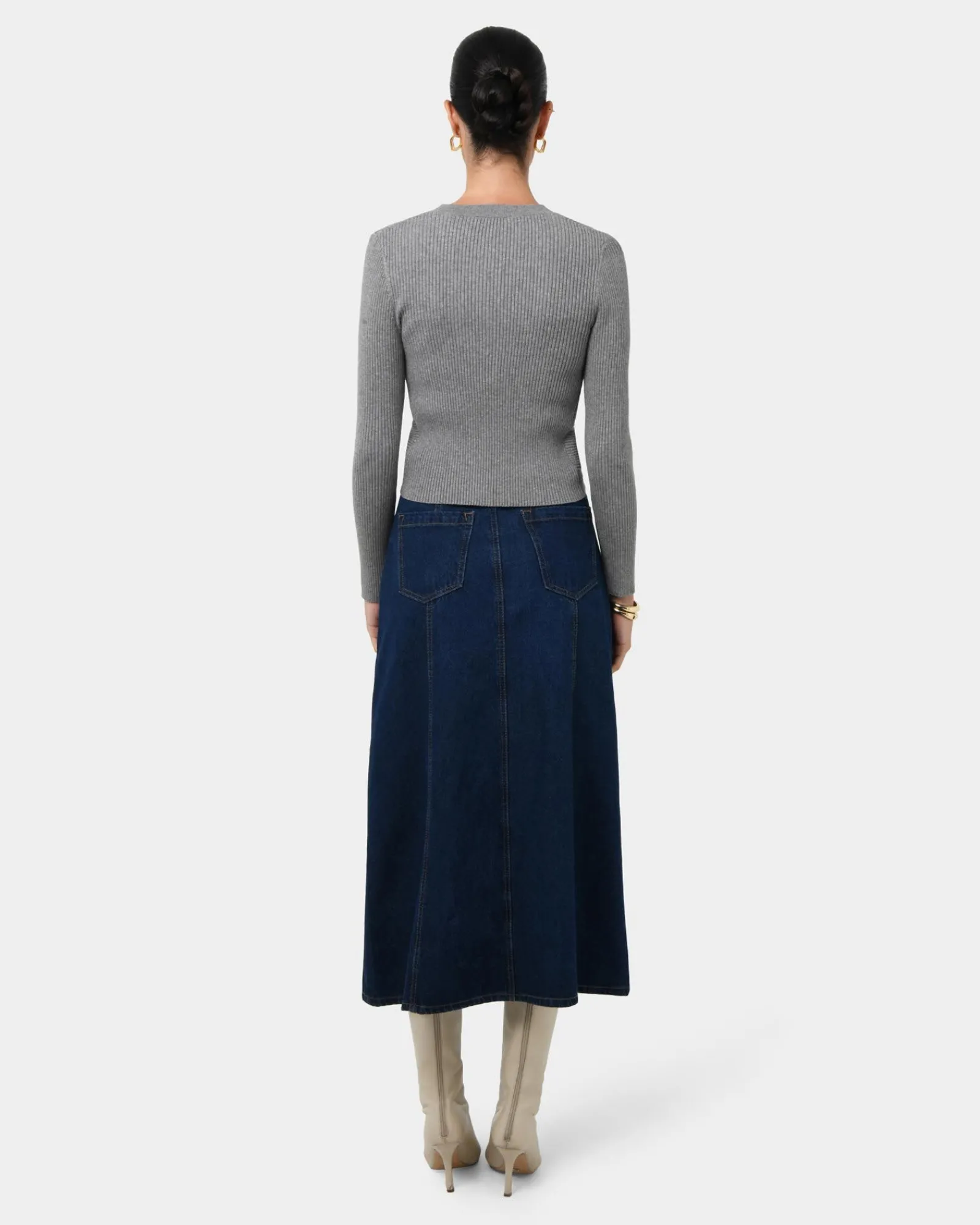 Forcast Abaya Button Crop Knit* T-Shirts & Tops|Long Sleeve Tops