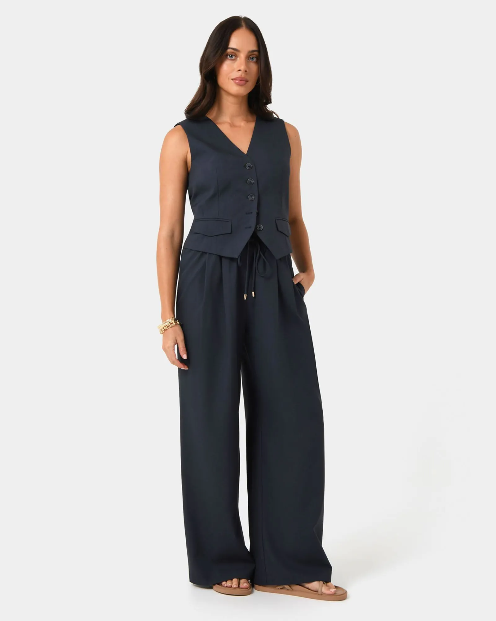 Forcast Abel Elastic Waist Relax Pants* High-Waisted Pants|Wide-Leg Pants
