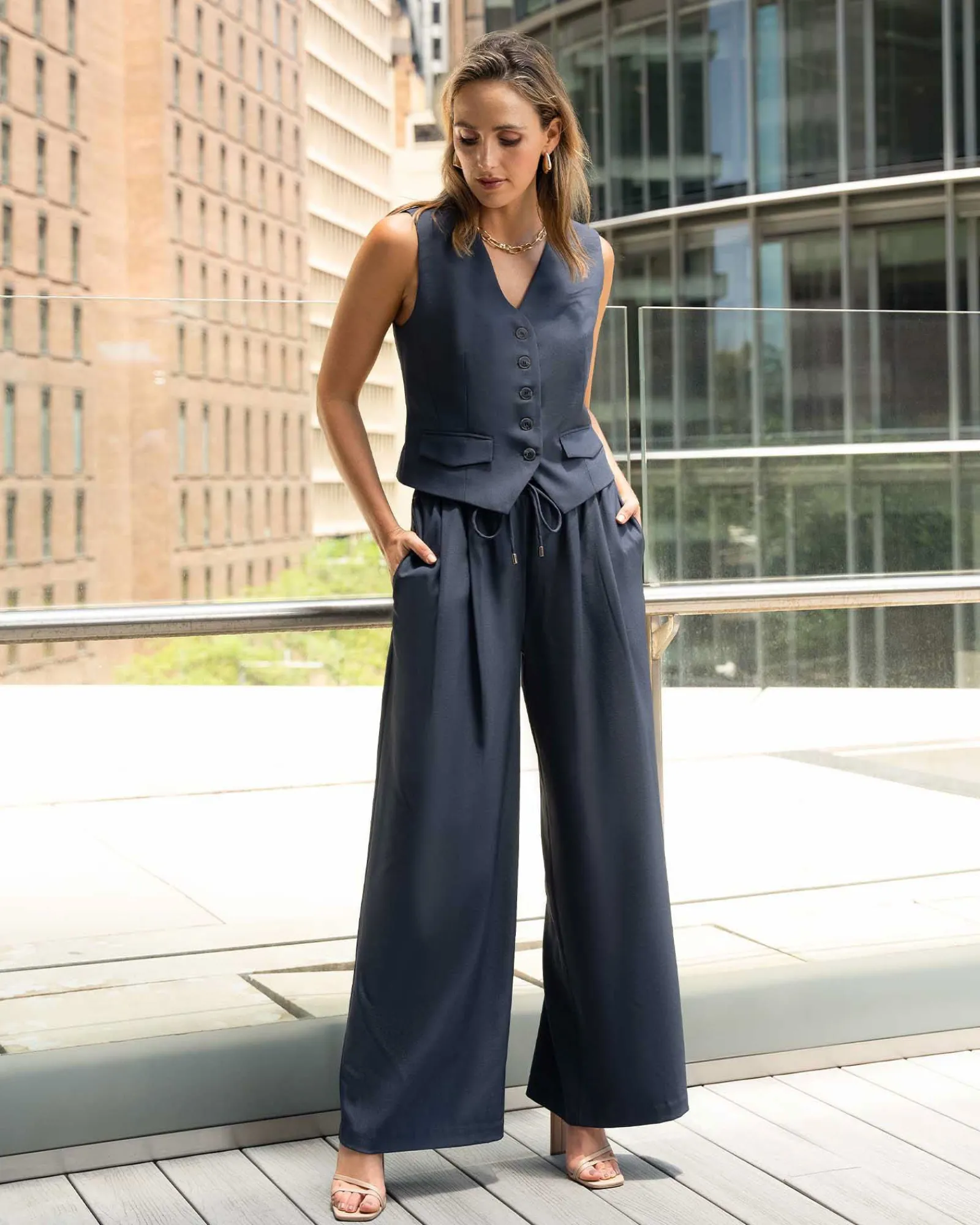 Forcast Abel Elastic Waist Relax Pants* High-Waisted Pants|Wide-Leg Pants