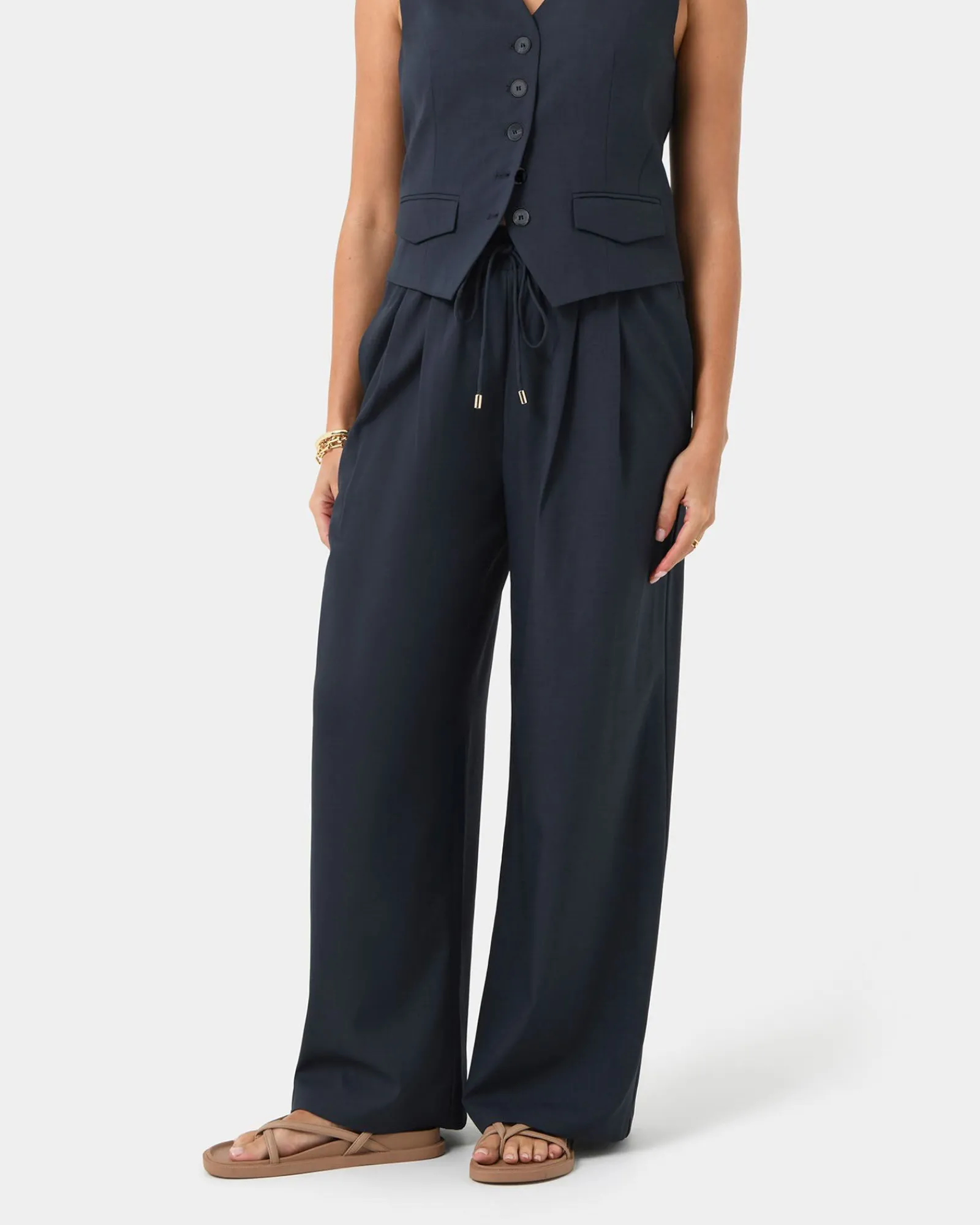 Forcast Abel Elastic Waist Relax Pants* High-Waisted Pants|Wide-Leg Pants