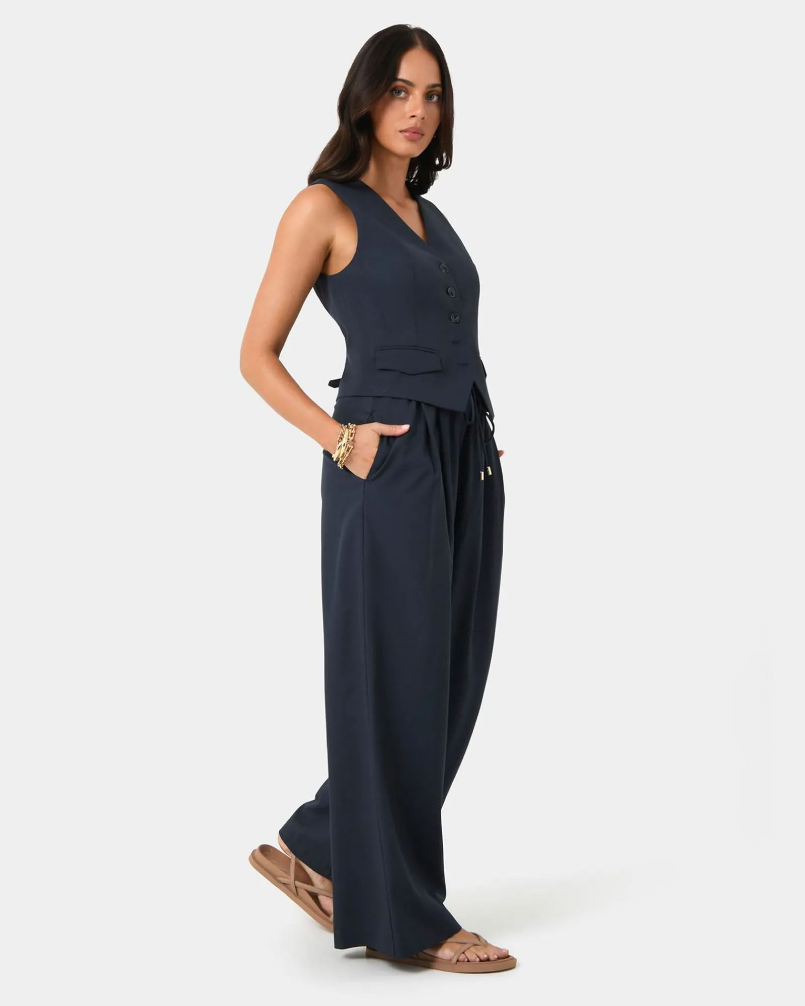 Forcast Abel Elastic Waist Relax Pants* High-Waisted Pants|Wide-Leg Pants