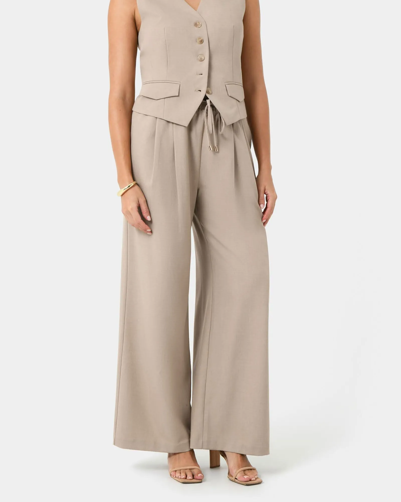 Forcast Abel Elastic Waist Relax Pants* High-Waisted Pants|Straight Leg Pants