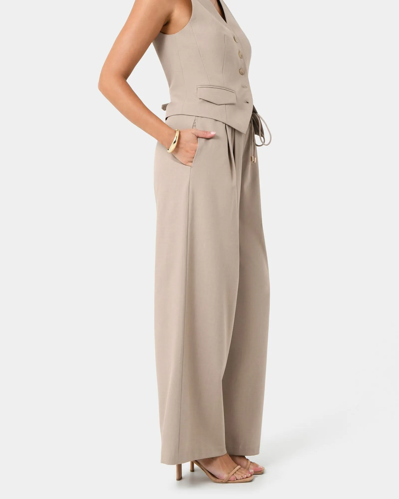 Forcast Abel Elastic Waist Relax Pants* High-Waisted Pants|Straight Leg Pants