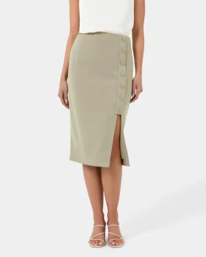 Forcast Ace Side Button Skirt* Midi & Maxi Skirts|Work Skirts