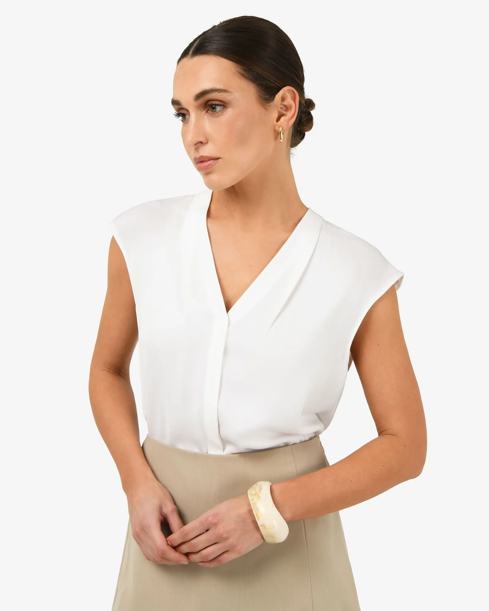 Forcast Adelaide V-neck Cap Sleeve Top* T-Shirts & Tops|Work Tops