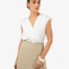 Forcast Adelaide V-neck Cap Sleeve Top* T-Shirts & Tops|Work Tops