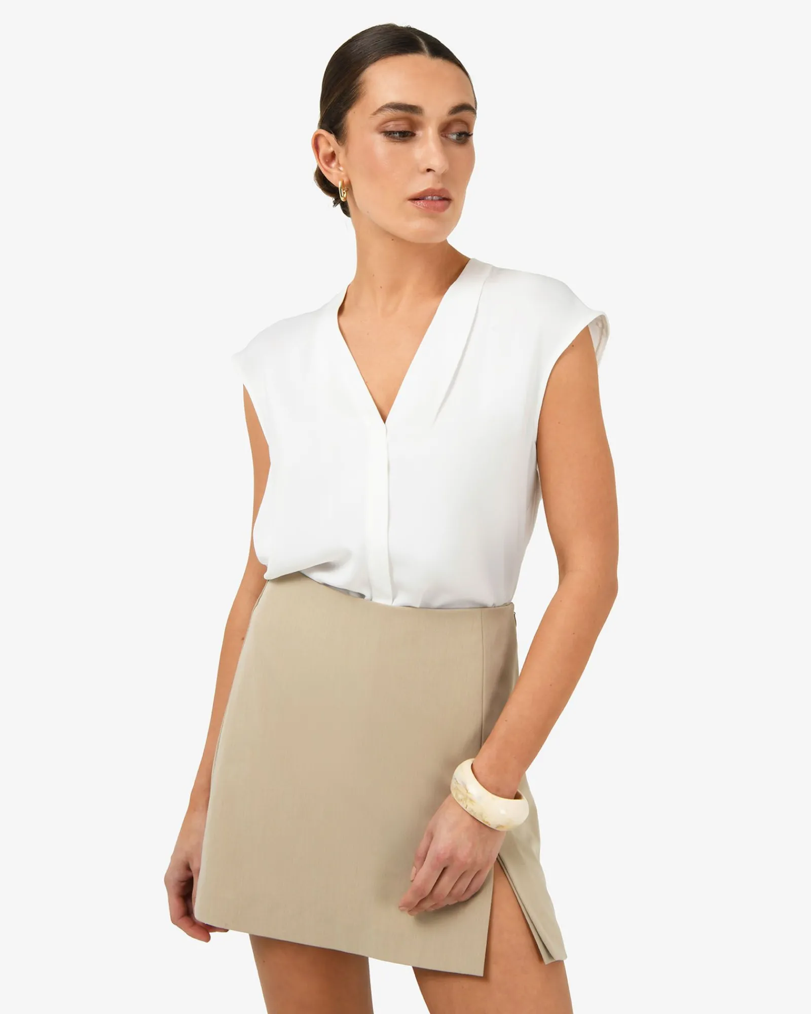 Forcast Adelaide V-neck Cap Sleeve Top* T-Shirts & Tops|Work Tops