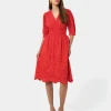 Forcast Ali Embroidered Dress* Conscious|Midi Dresses