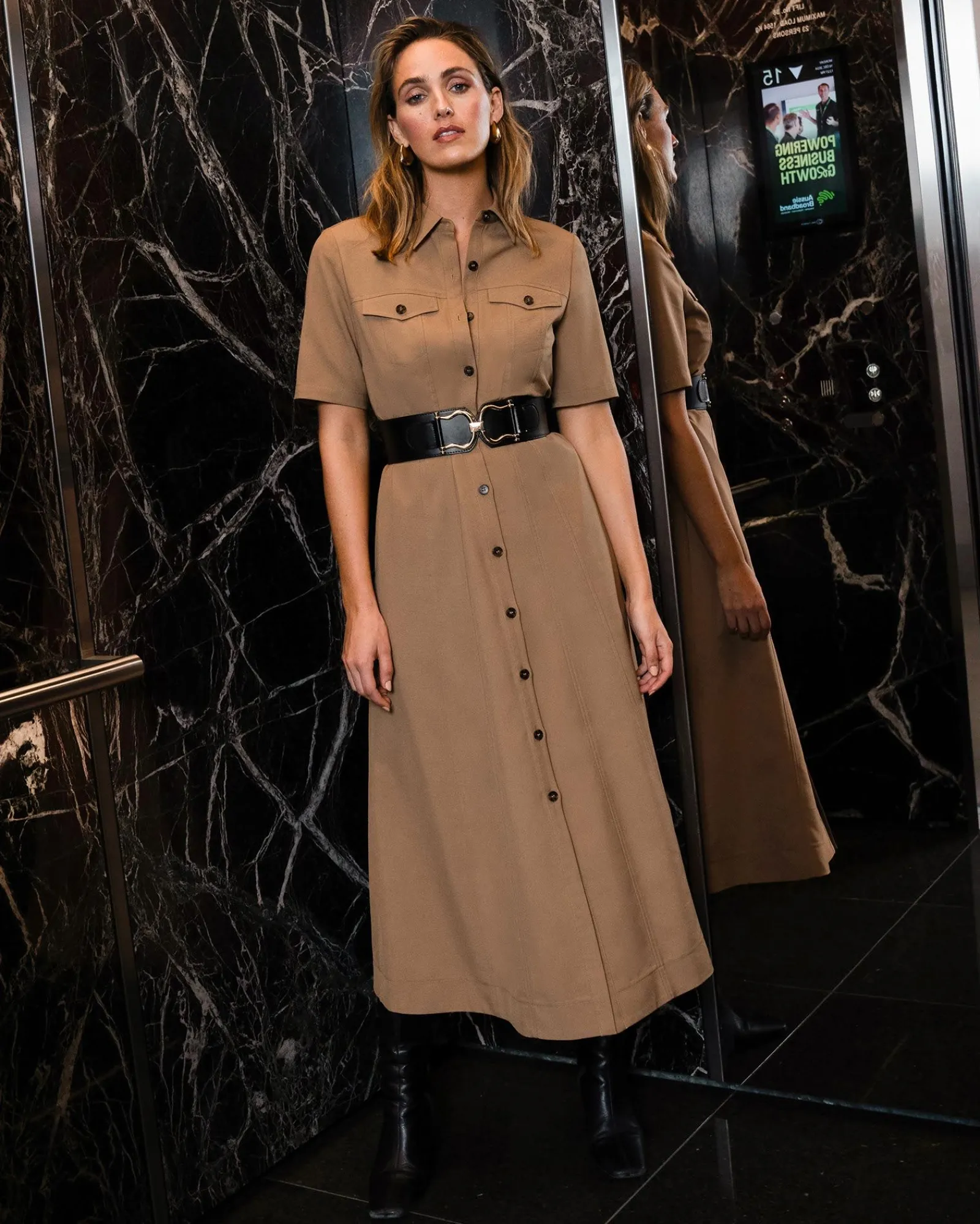 Forcast Amera Belted Utility Dress* Midi Dresses|Midi Dresses