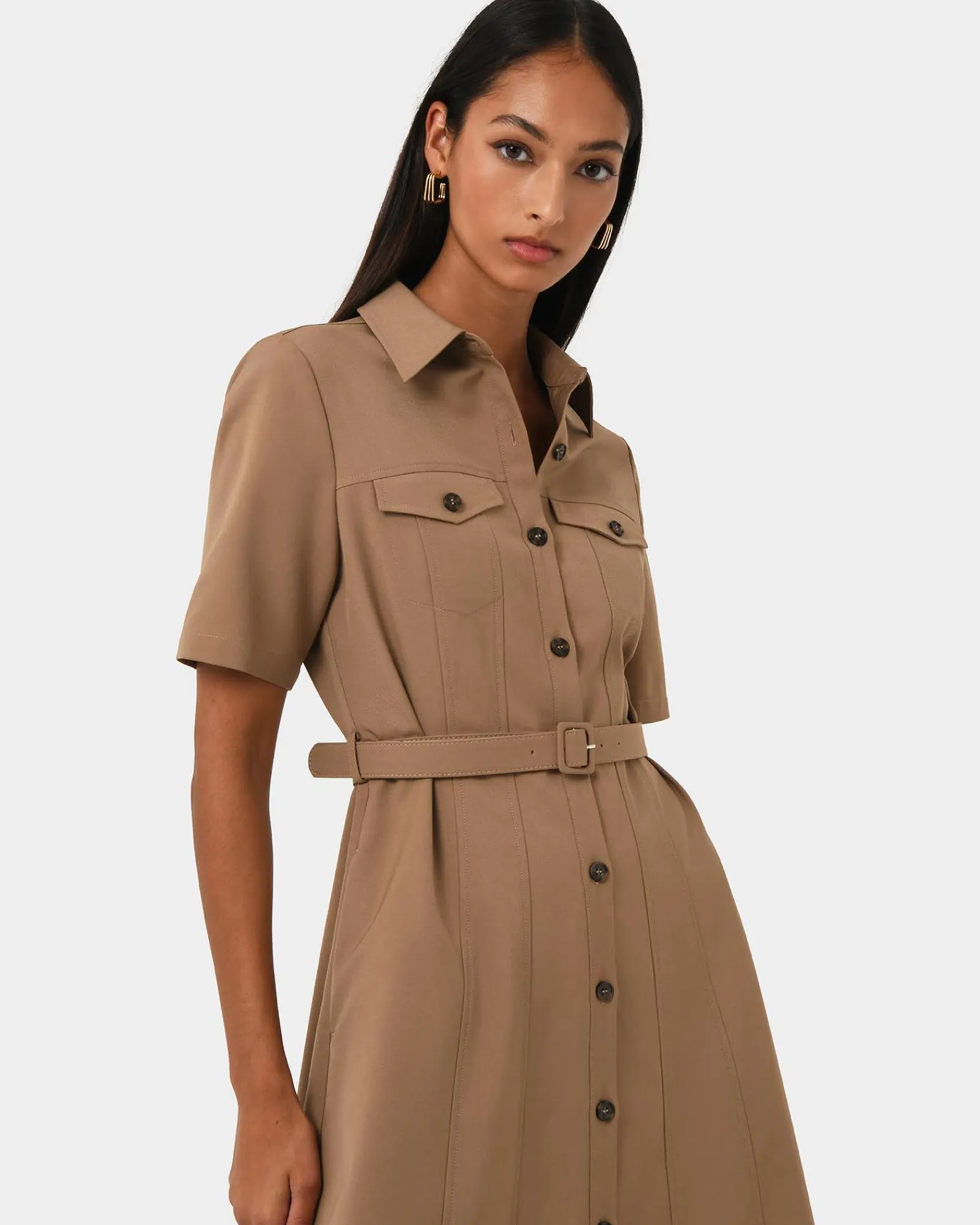 Forcast Amera Belted Utility Dress* Midi Dresses|Midi Dresses