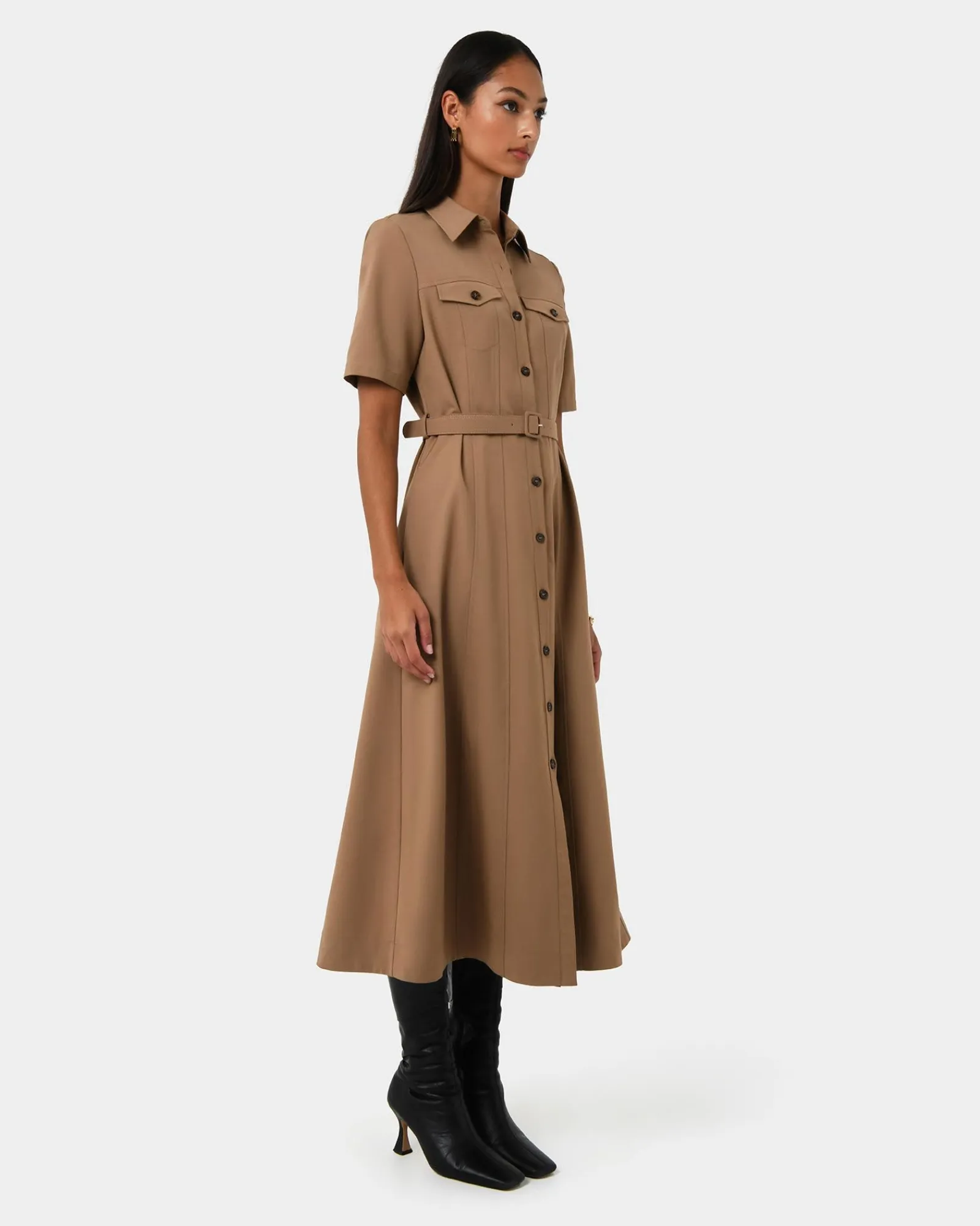 Forcast Amera Belted Utility Dress* Midi Dresses|Midi Dresses