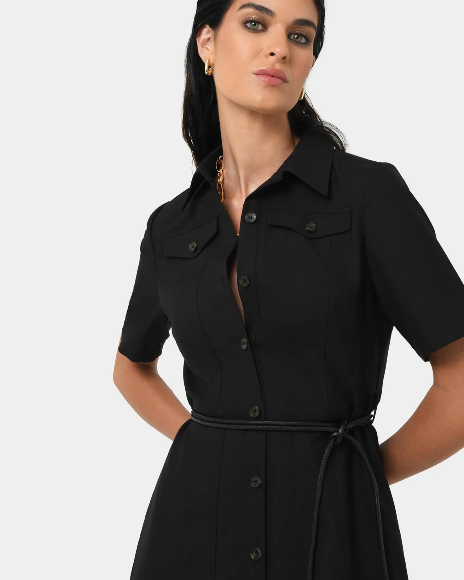 Forcast Amera Belted Utility Dress* Midi Dresses|Midi Dresses