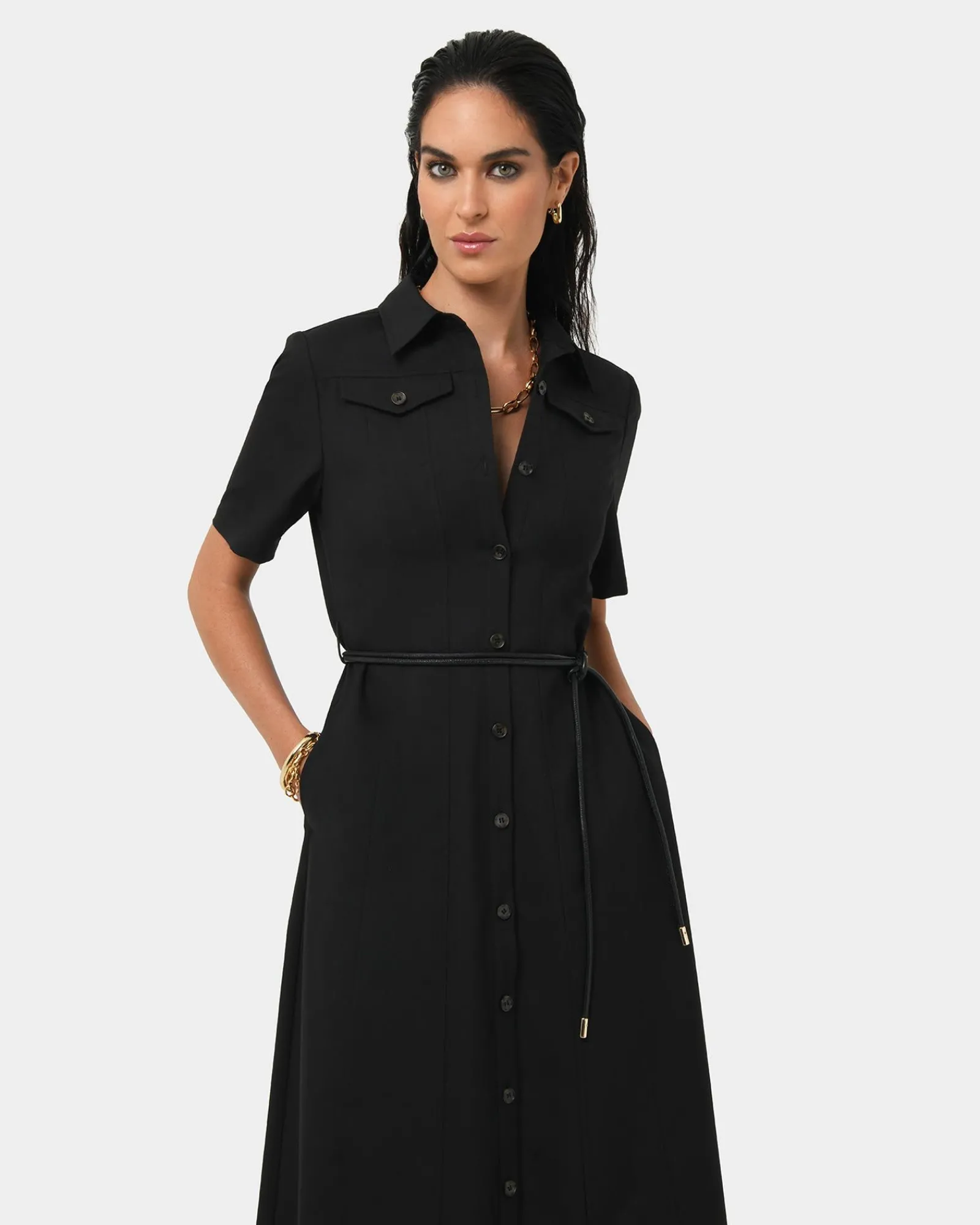 Forcast Amera Belted Utility Dress* Midi Dresses|Midi Dresses