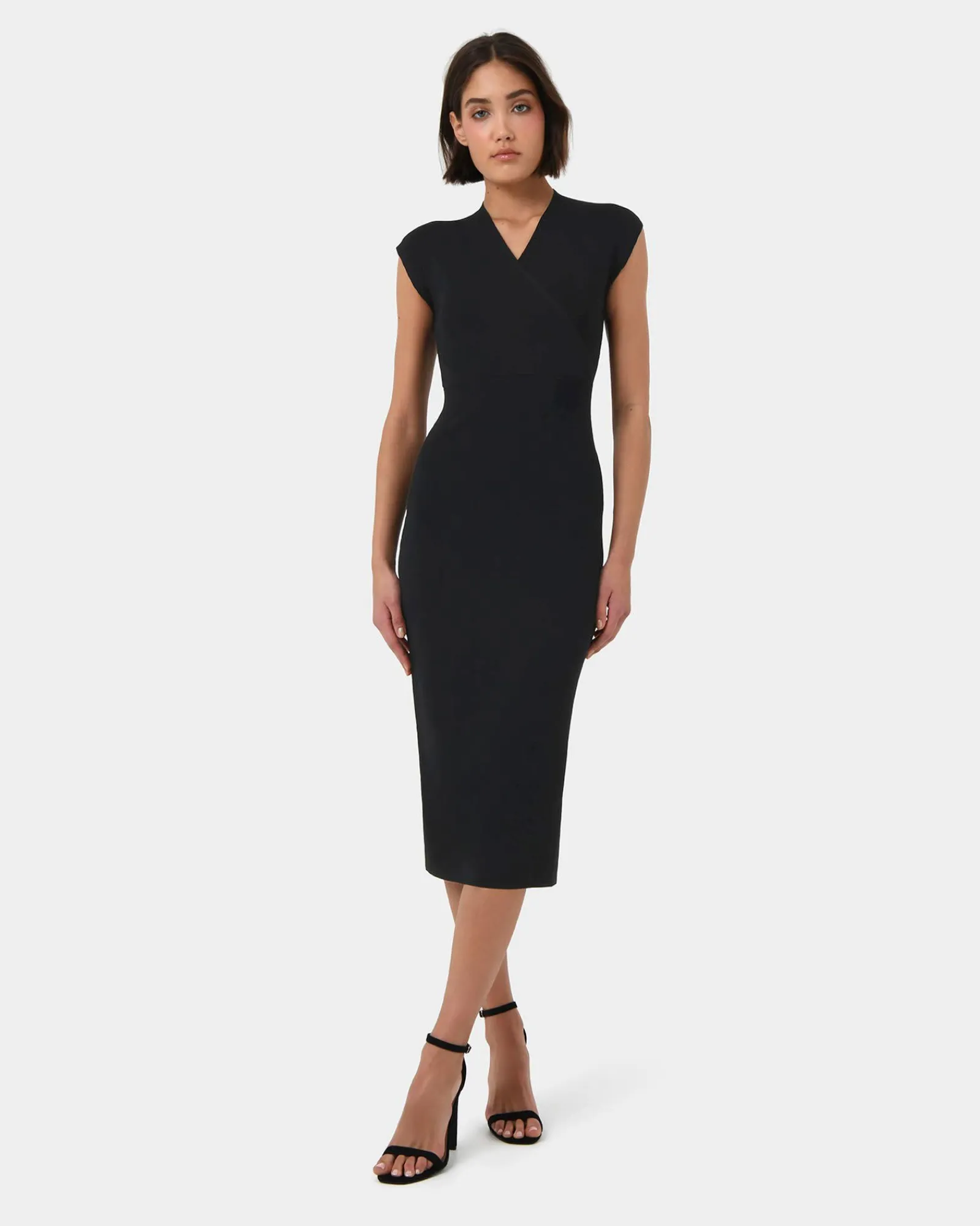 Forcast Ani Cross Over Knit Dress* Midi Dresses|Midi Dresses