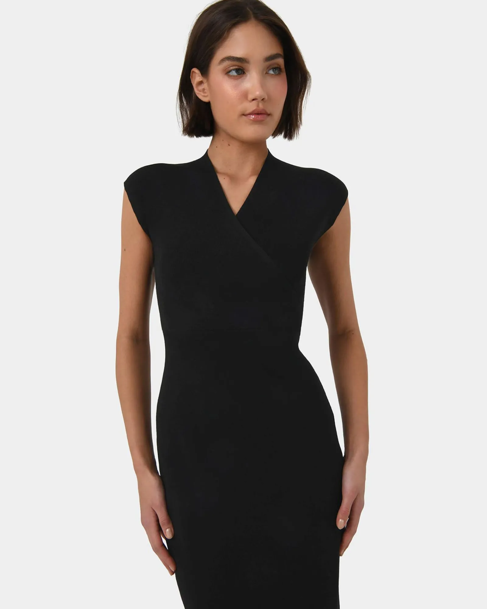 Forcast Ani Cross Over Knit Dress* Midi Dresses|Midi Dresses