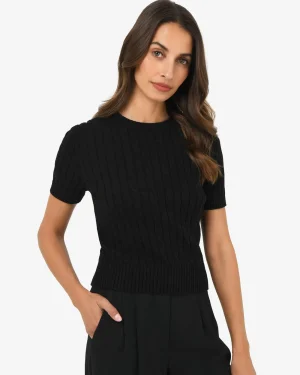 Forcast Anita Short Sleeve Cable Knit* T-Shirts & Tops|Work Tops