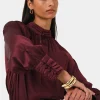 Forcast Anna Pleated Satin Blouse* Long Sleeve Tops|Shirts & Blouses