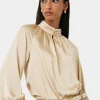 Forcast Anna Pleated Satin Blouse* Long Sleeve Tops|Shirts & Blouses