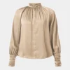 Forcast Anna Pleated Satin Blouse* Long Sleeve Tops|Shirts & Blouses