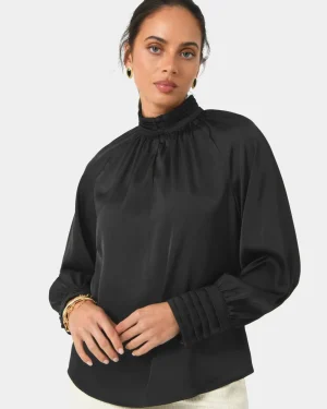 Forcast Anna Pleated Satin Blouse* Long Sleeve Tops|Shirts & Blouses