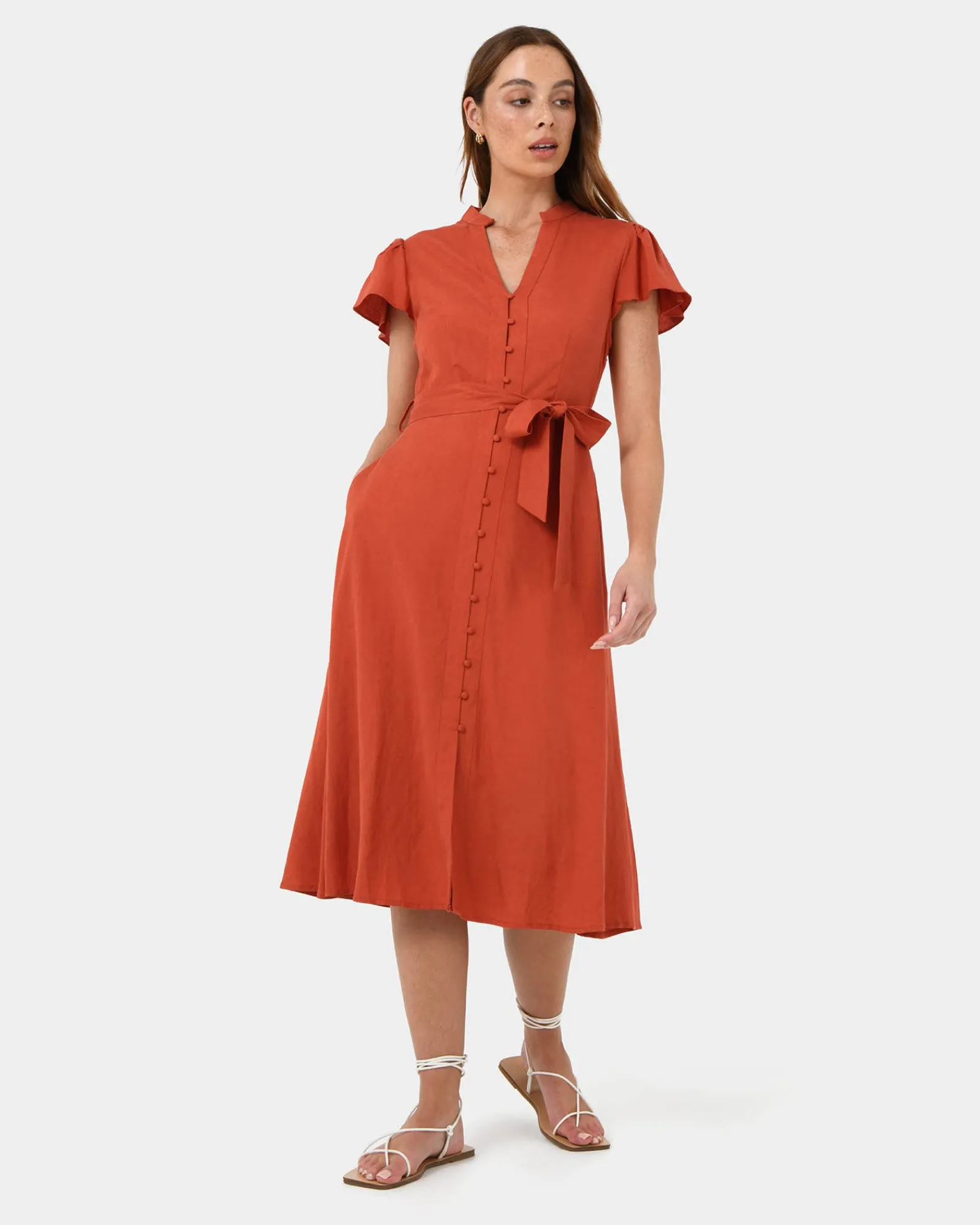 Forcast Anne Linen Midi Dress* Midi Dresses|Midi Dresses
