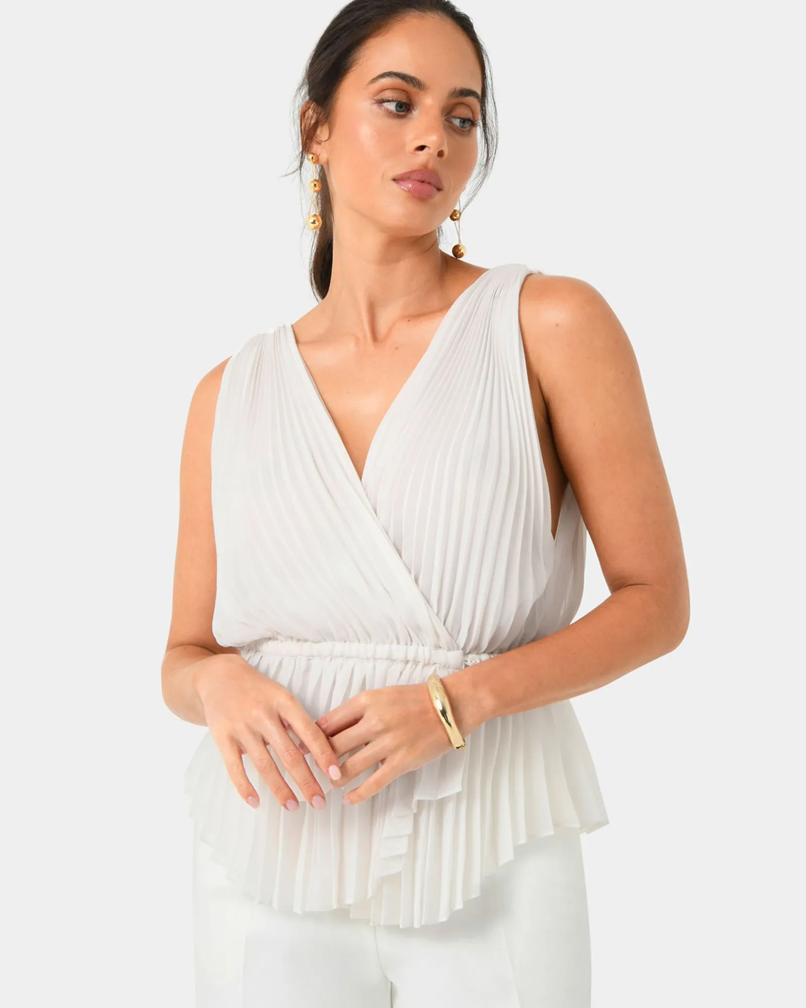 Forcast Arina Pleated Top* T-Shirts & Tops|Work Tops