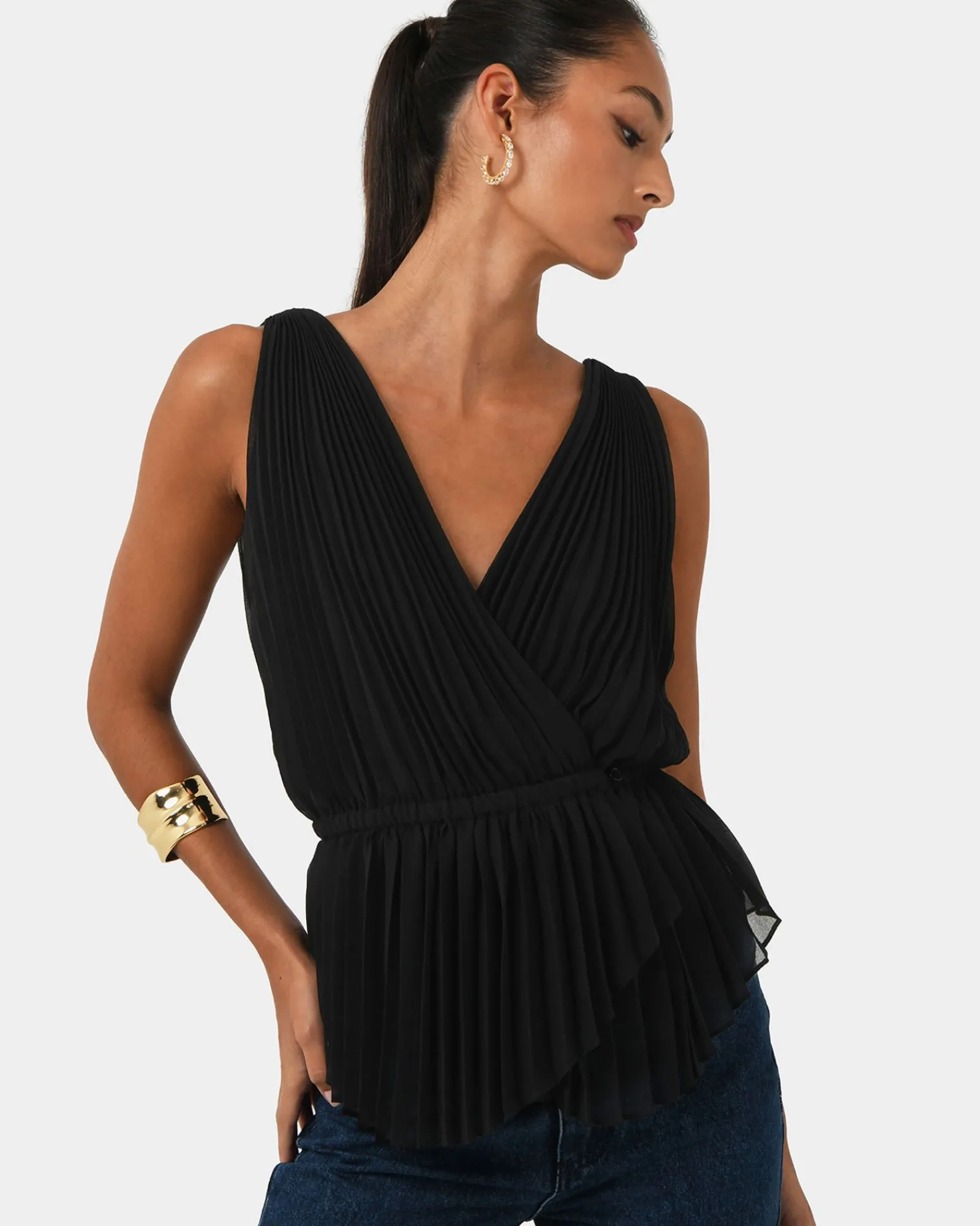 Forcast Arina Pleated Top* T-Shirts & Tops|Work Tops