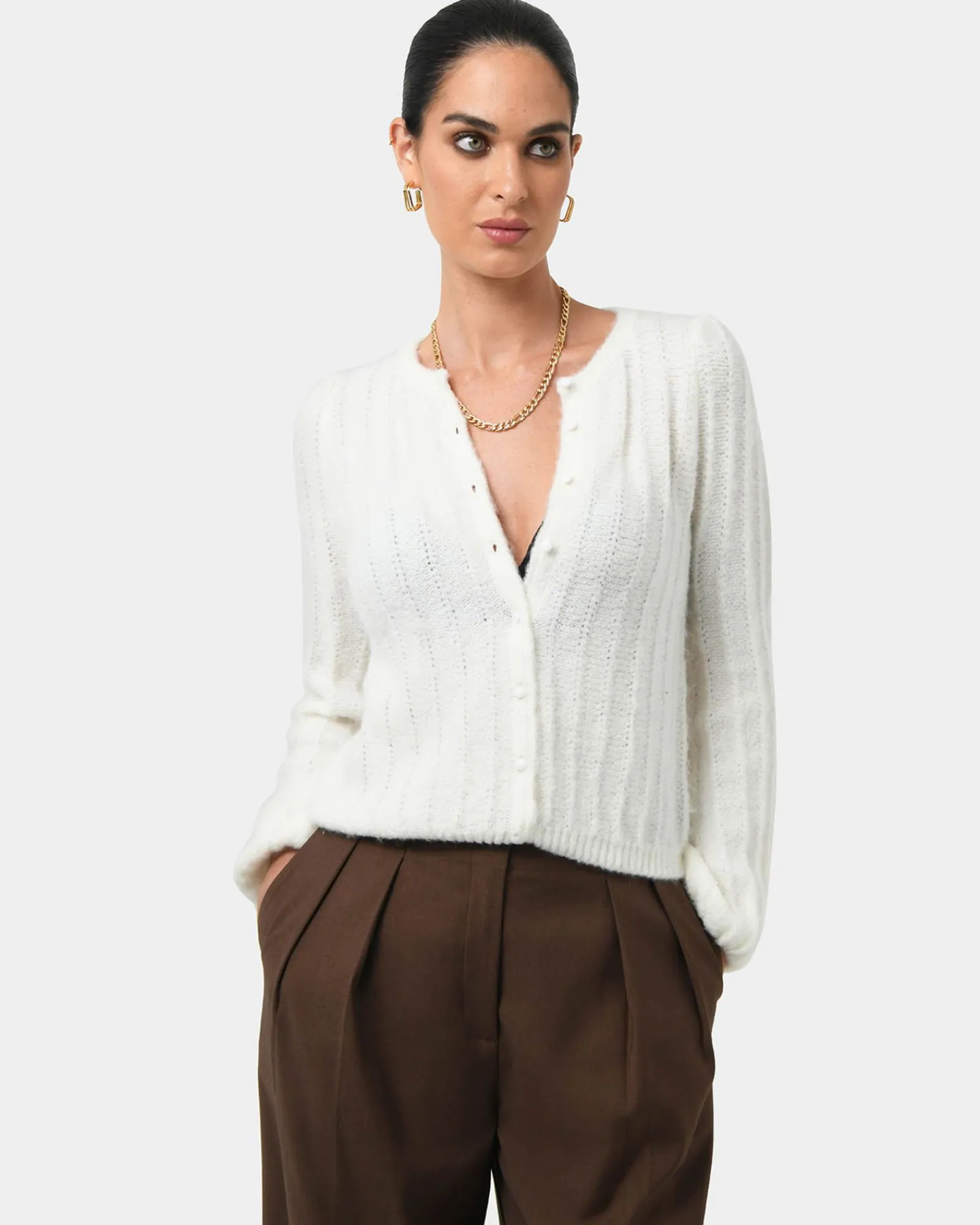 Forcast Aura Fluffy Knit Cardigan* T-Shirts & Tops|Long Sleeve Tops