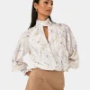 Forcast Aurae Floral Tie Blouse* T-Shirts & Tops|Long Sleeve Tops