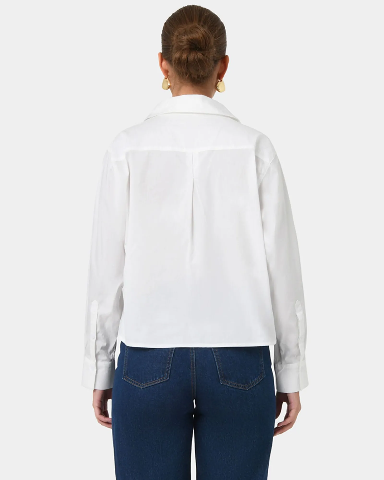 Forcast Baire Pleated Crop Shirt* T-Shirts & Tops|Long Sleeve Tops
