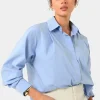 Forcast Baire Pleated Crop Shirt* T-Shirts & Tops|Long Sleeve Tops