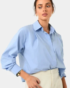 Forcast Baire Pleated Crop Shirt* T-Shirts & Tops|Long Sleeve Tops