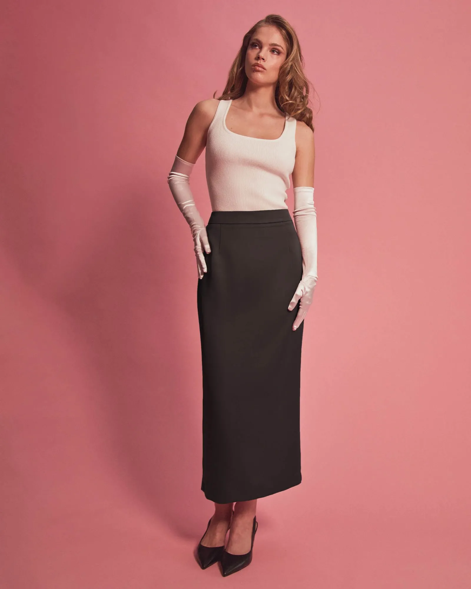 Forcast Bel Tailored Satin Midi Skirt* Midi & Maxi Skirts|Work Skirts