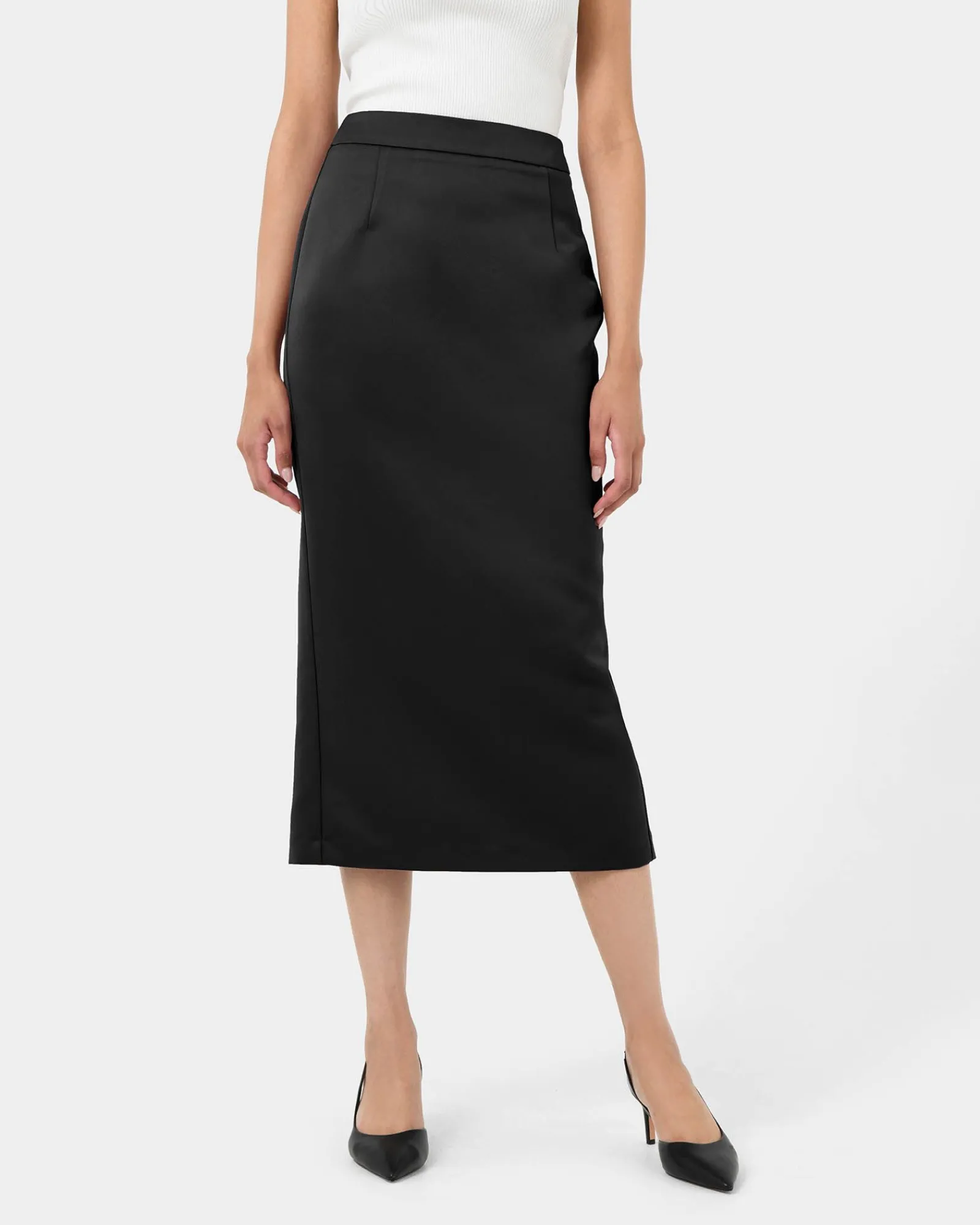 Forcast Bel Tailored Satin Midi Skirt* Midi & Maxi Skirts|Work Skirts