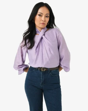 Forcast Bellini Twist Neck Blouse* Long Sleeve Tops|Shirts & Blouses