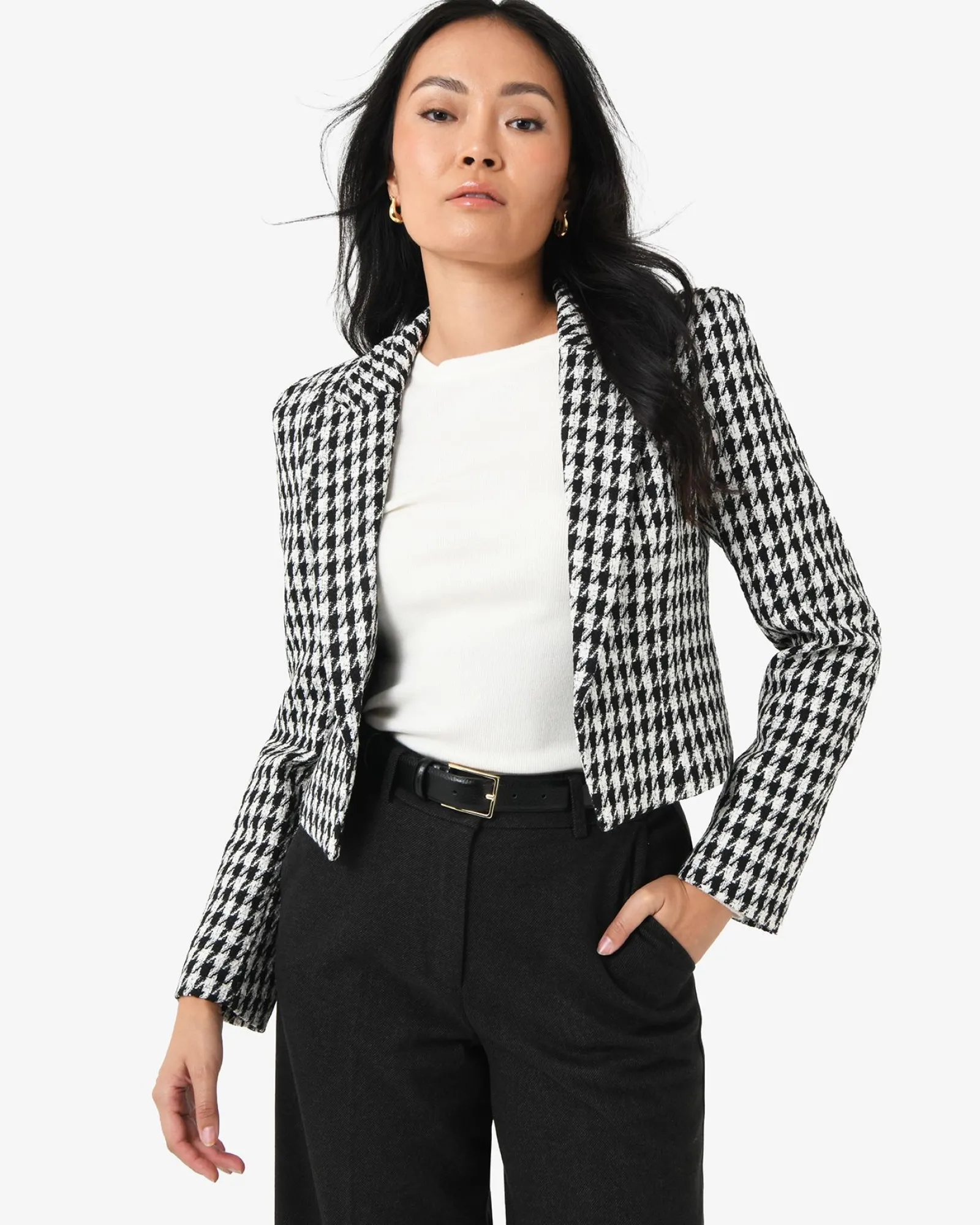 Forcast Bennet Houndstooth Crop Blazer* Jackets & Blazers|Matching Sets