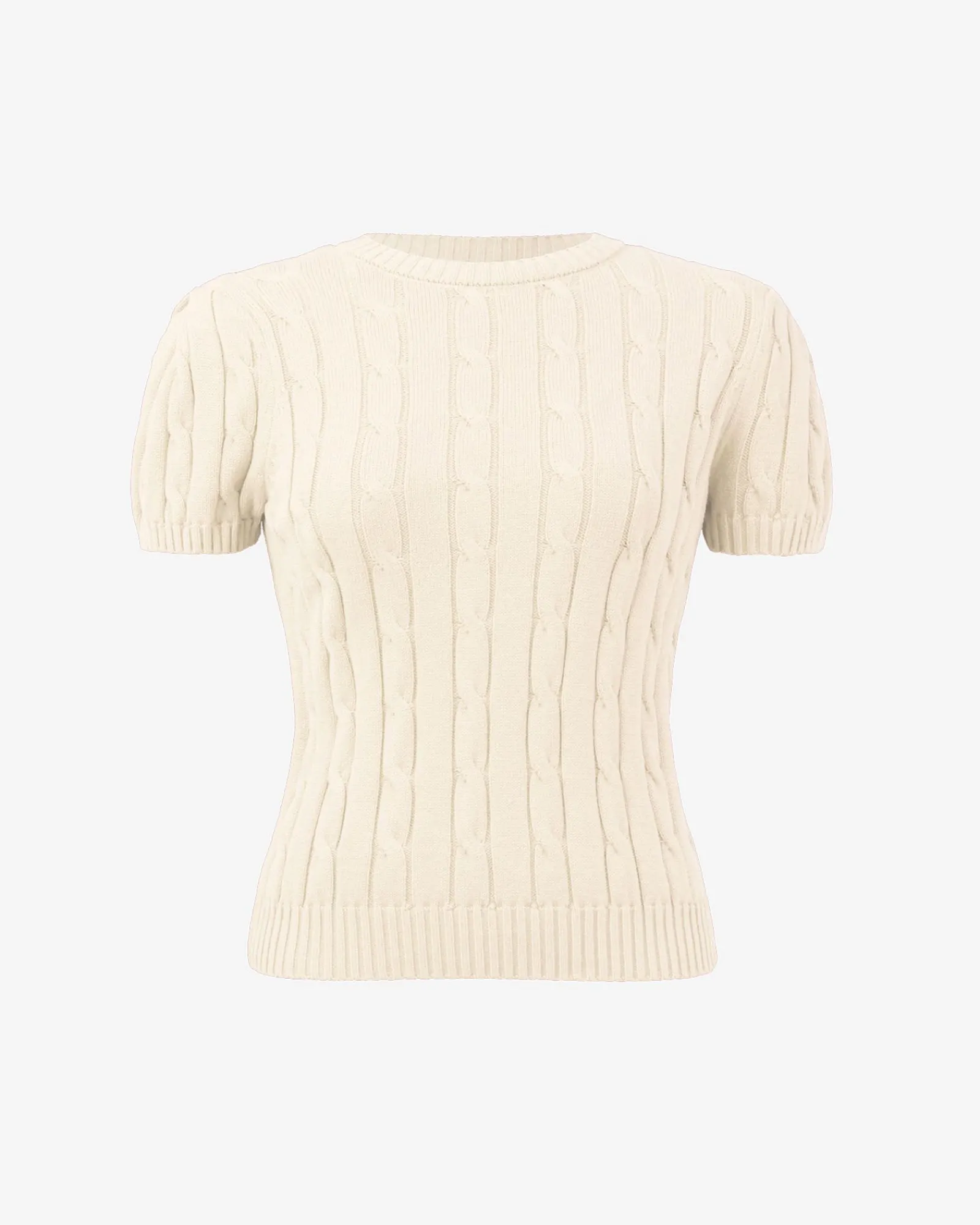 Forcast Berry Puff Sleeve Cable Knit* T-Shirts & Tops|Work Tops