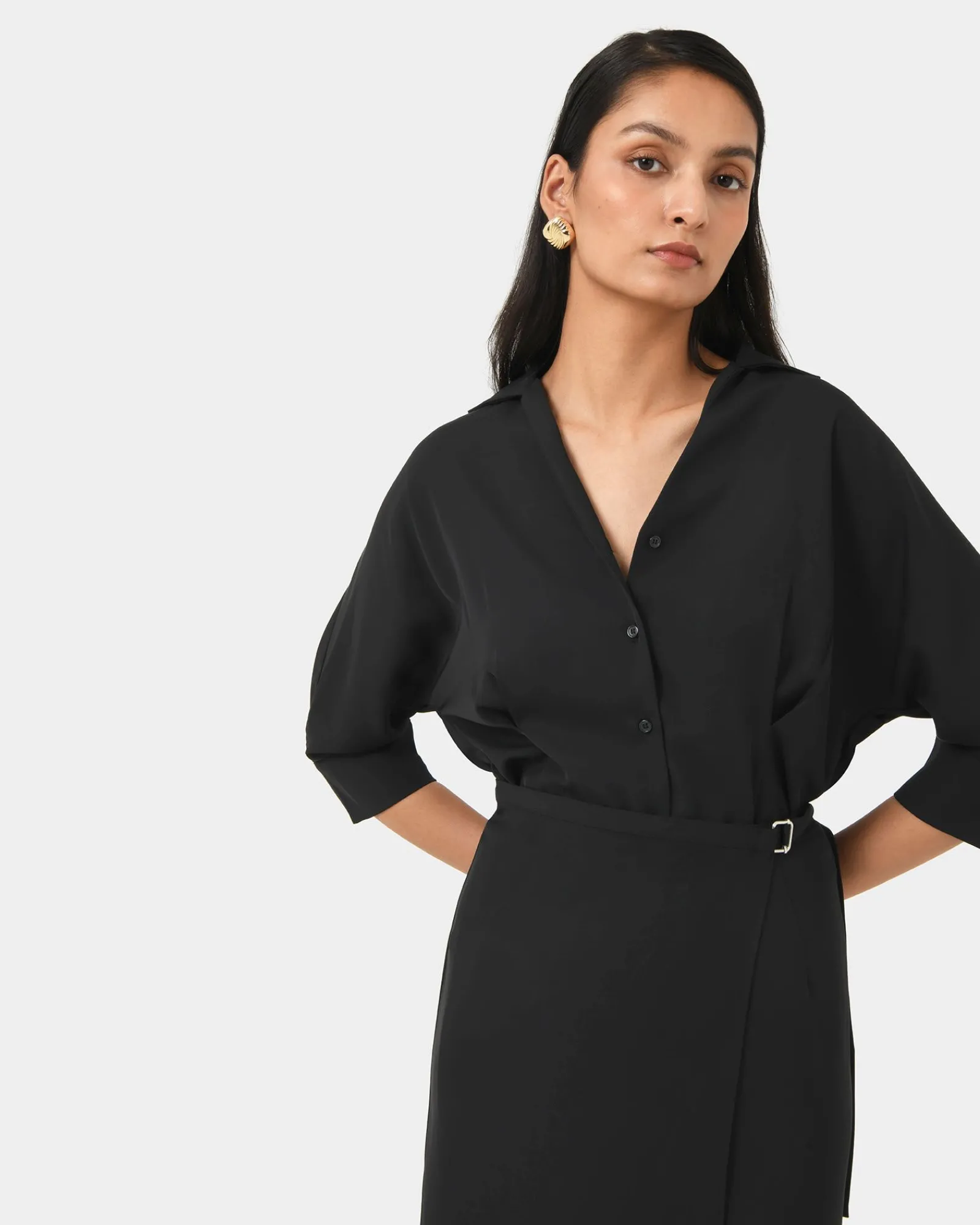 Forcast Betty Wrap Tie Dress* Midi Dresses|Midi Dresses