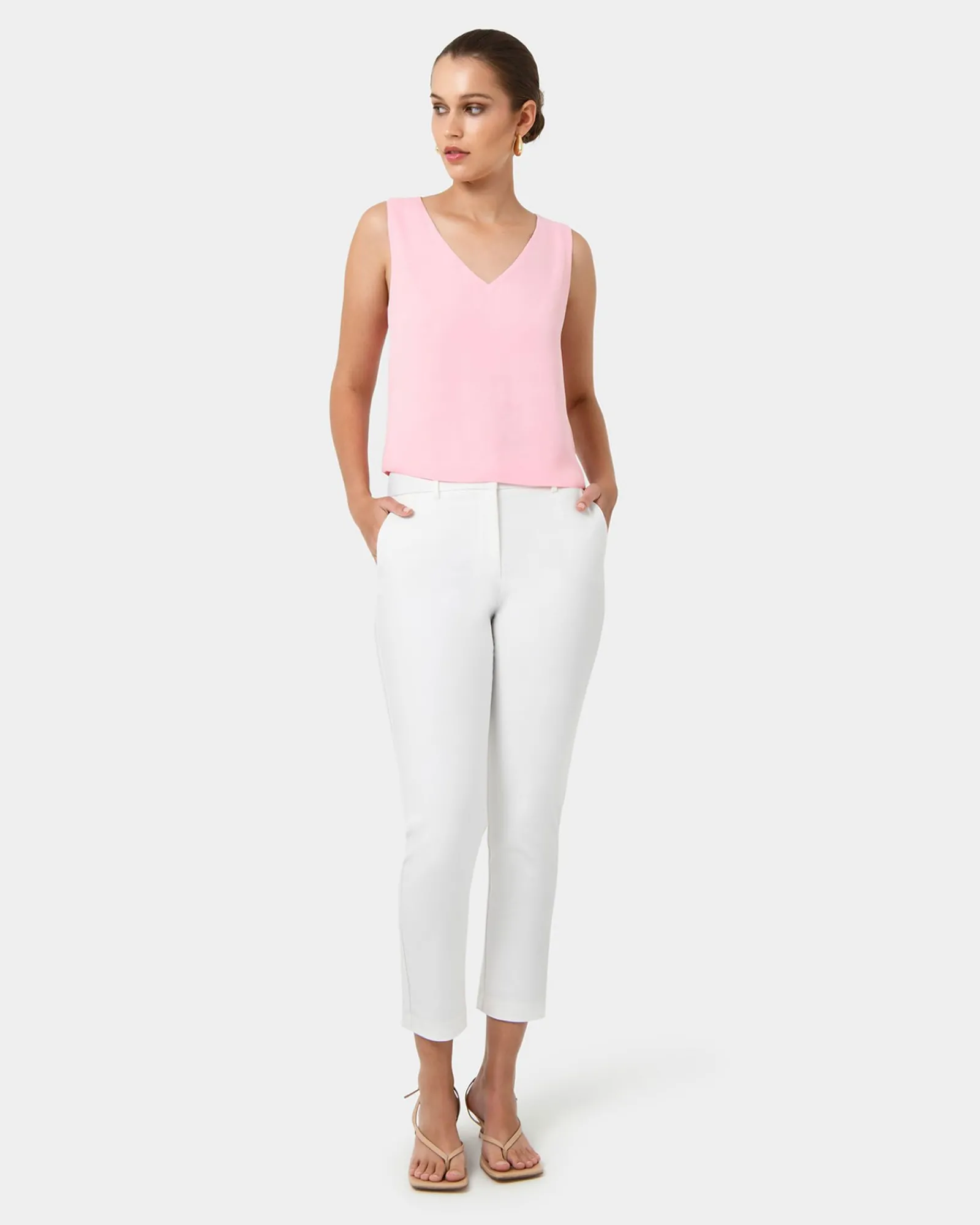 Forcast Blair V-neck Crop Top* T-Shirts & Tops|Work Tops