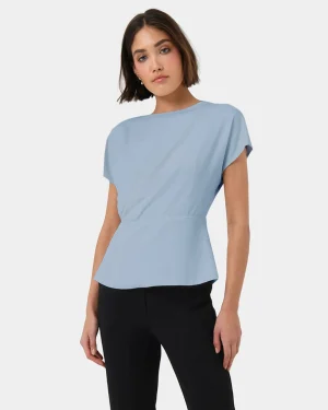 Forcast Bonnie Gathered Peplum Top* T-Shirts & Tops|Work Tops
