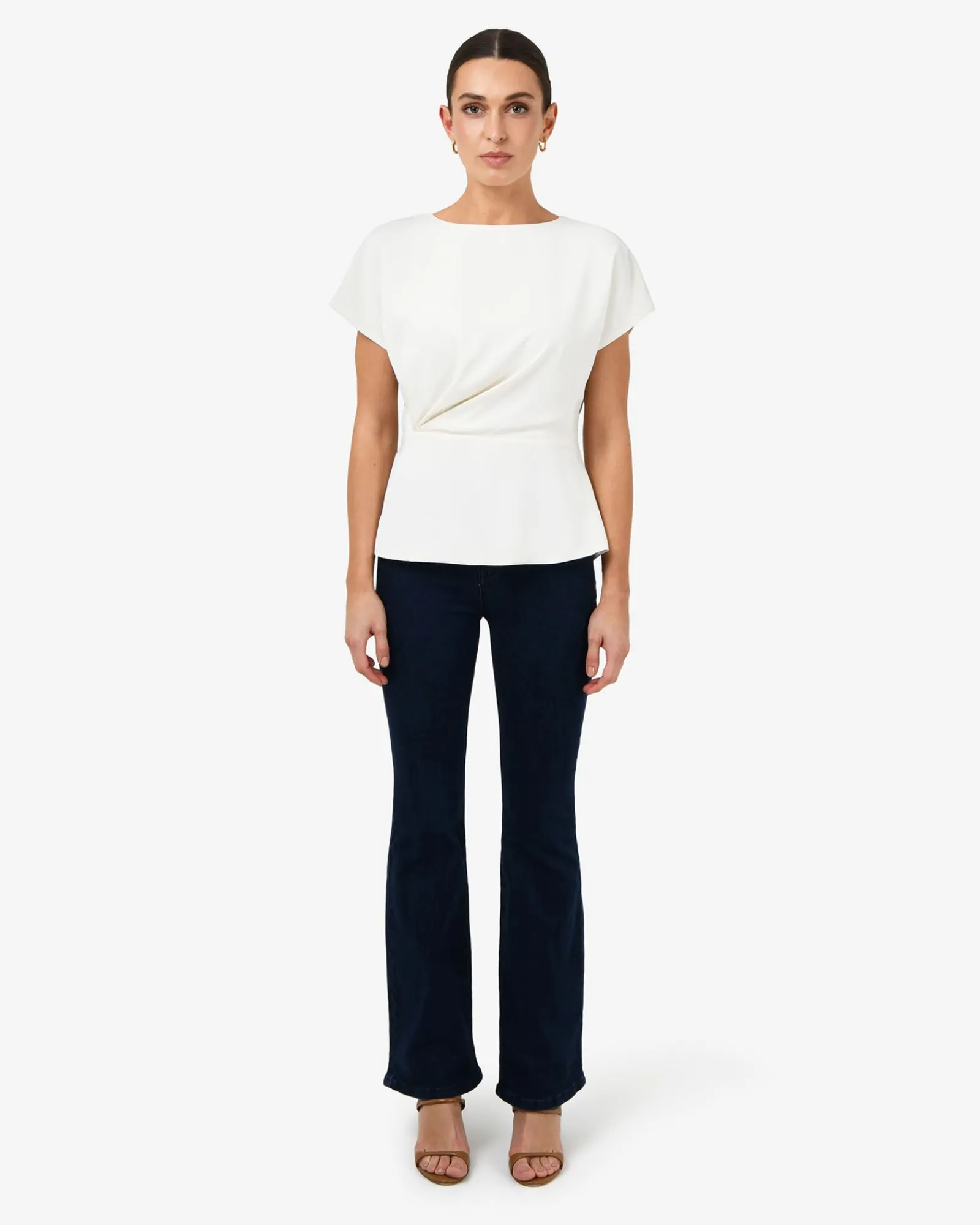 Forcast Bonnie Gathered Peplum Top* T-Shirts & Tops|Work Tops