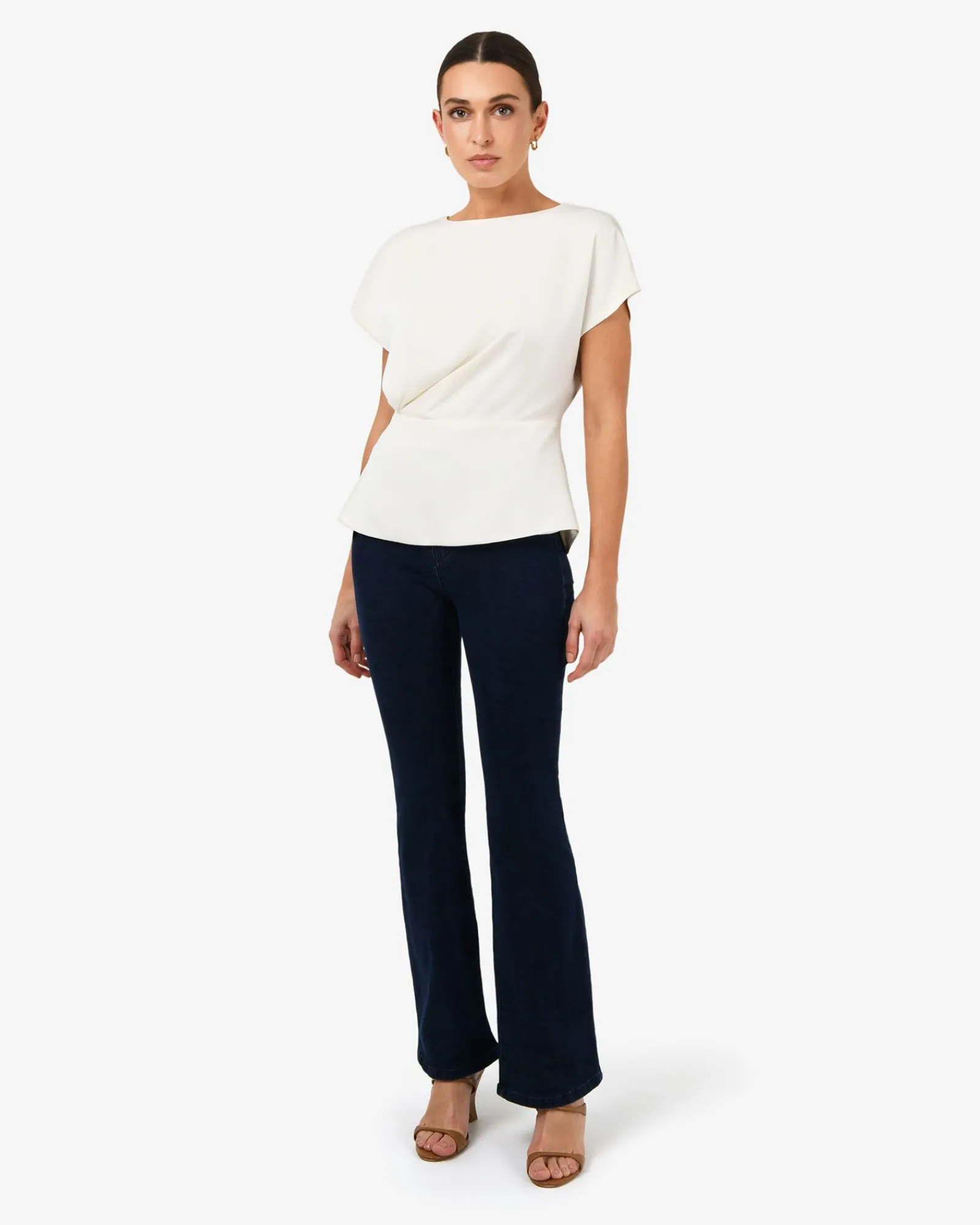 Forcast Bonnie Gathered Peplum Top* T-Shirts & Tops|Work Tops