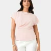 Forcast Bonnie Gathered Peplum Top* T-Shirts & Tops|Work Tops