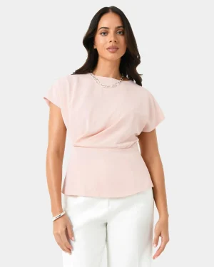 Forcast Bonnie Gathered Peplum Top* T-Shirts & Tops|Work Tops