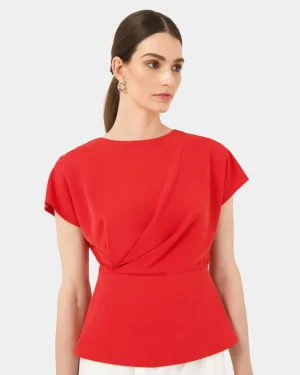 Forcast Bonnie Gathe Peplum Top* T-Shirts & Tops|Work Tops