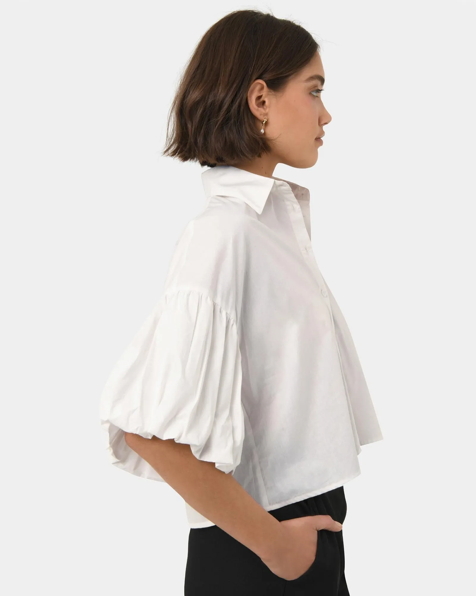 Forcast Cali Puff Sleeve Crop Shirt* T-Shirts & Tops|Shirts & Blouses