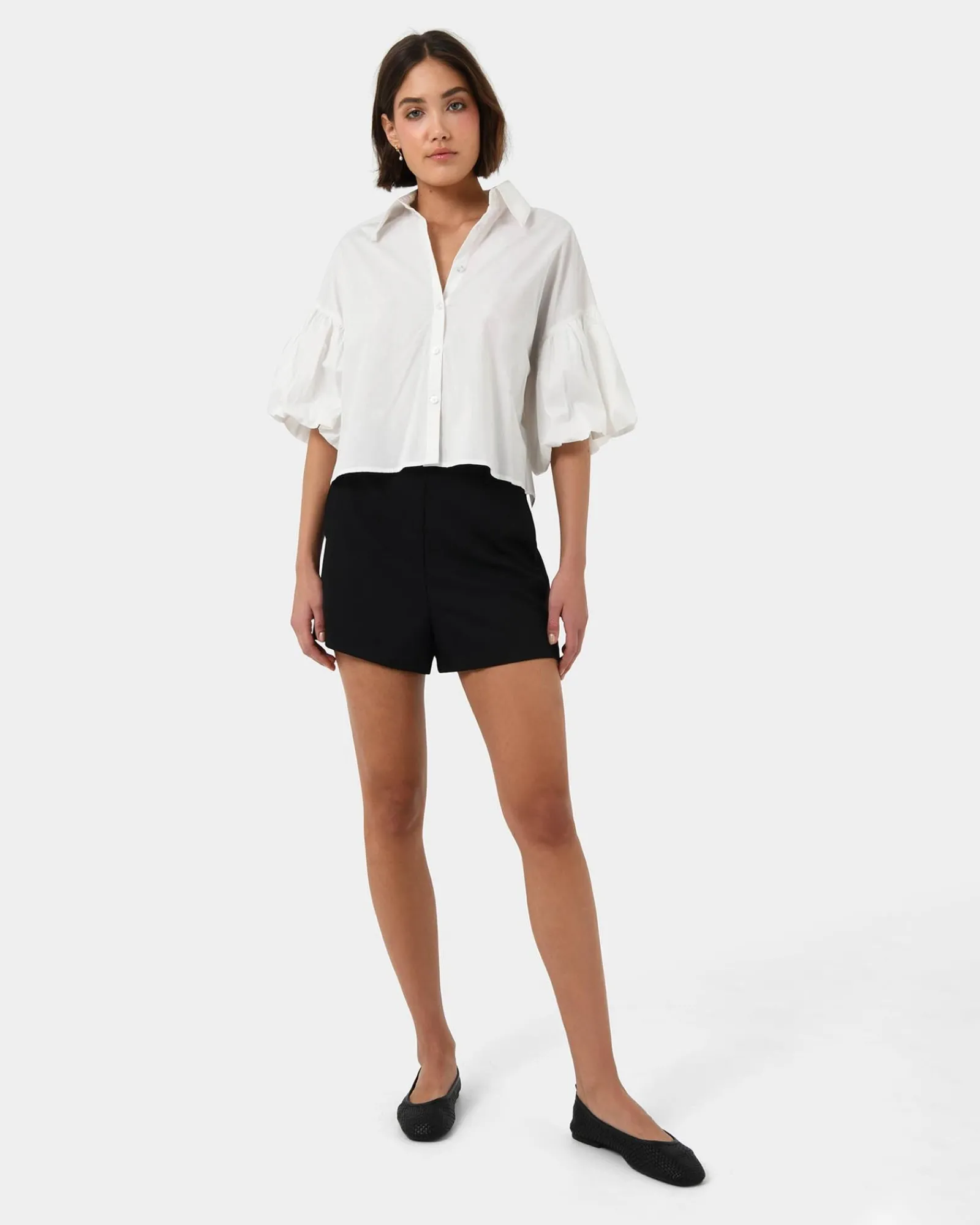 Forcast Cali Puff Sleeve Crop Shirt* T-Shirts & Tops|Shirts & Blouses