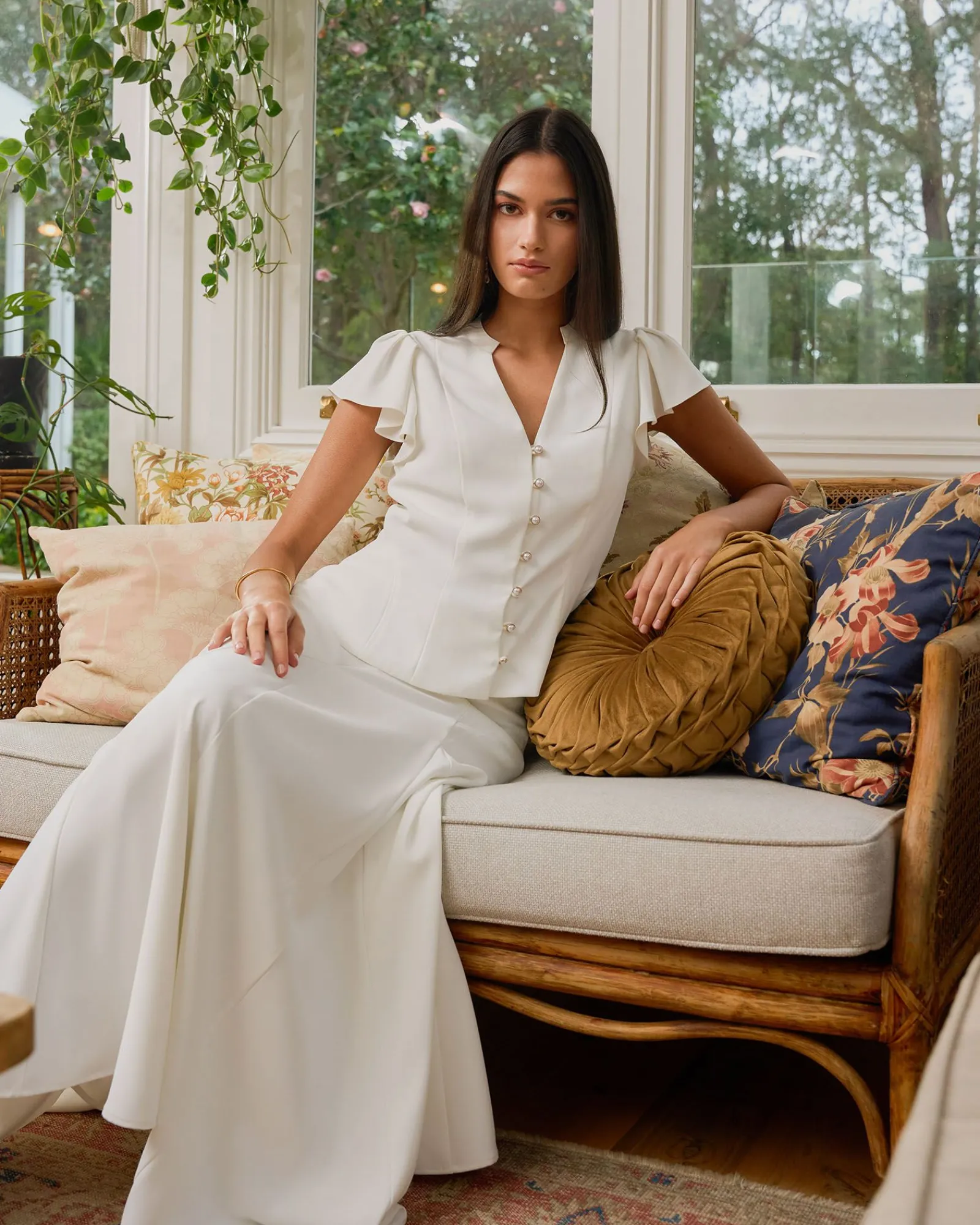 Forcast Carissa Gathered Sleeve Top* T-Shirts & Tops|Work Tops